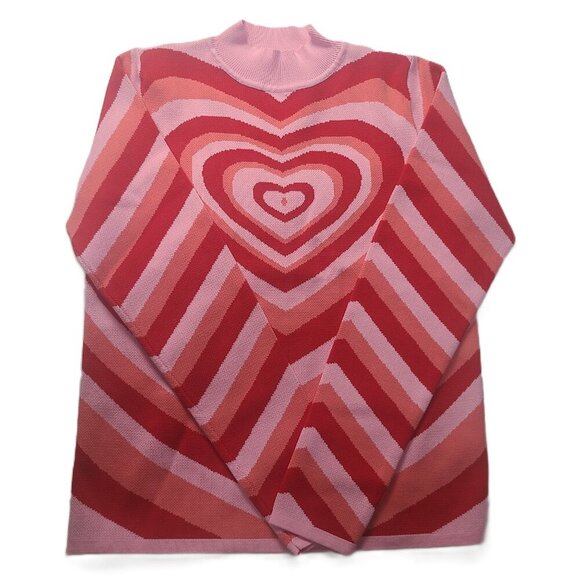 NWT Pink Heart Mock Neck Long Sleeve Sweater - Picture 7 of 13